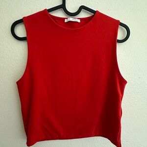 Zara Bold Red Cropped Sleeveless Top